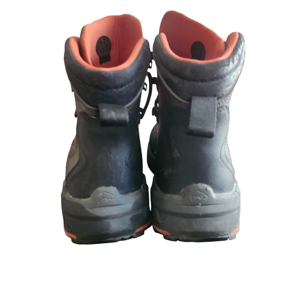 Simms Wading Boots Mens 7 Black Grey Freestone Rubber Sole Hiking Fly Fishing
